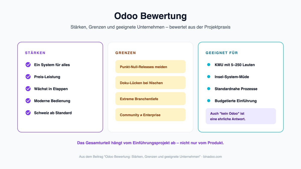 Odoo Bewertung: Stärken, Grenzen und geeignete Unternehmen