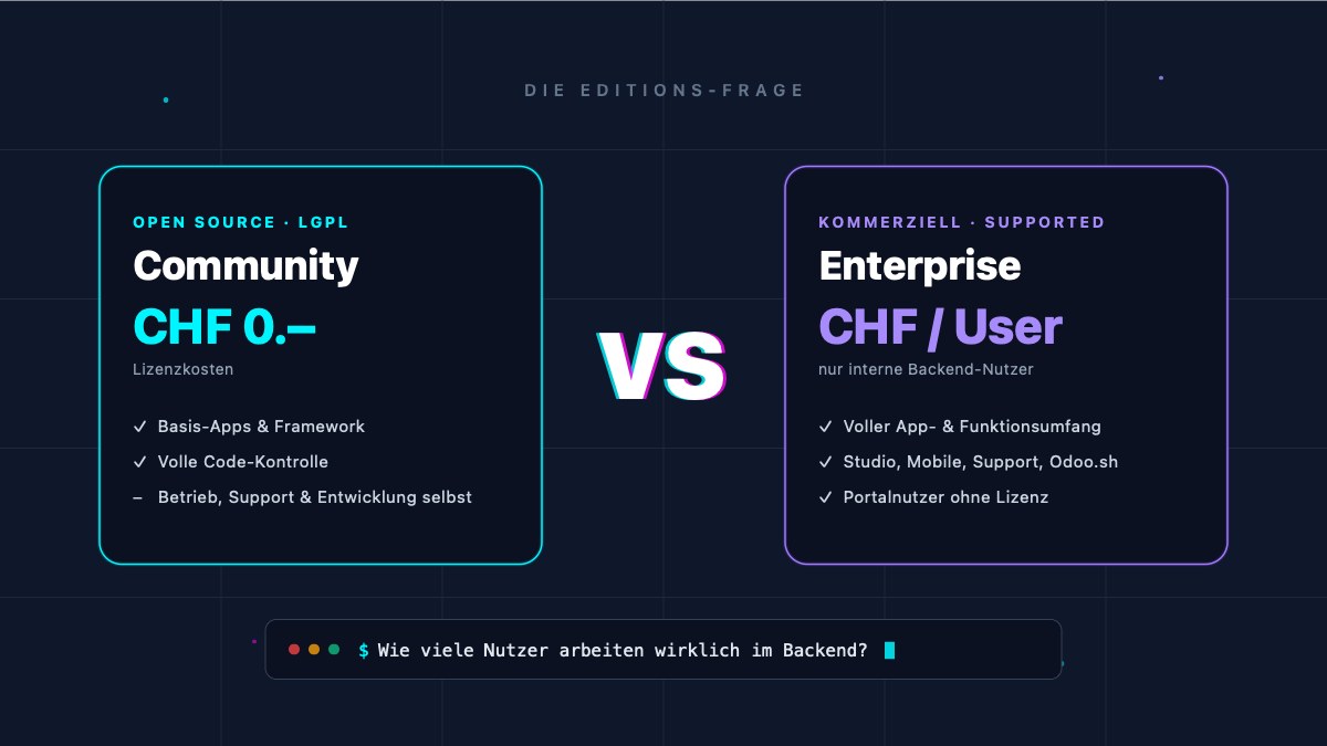 Odoo Community vs. Enterprise: Was passt für Schweizer KMU?