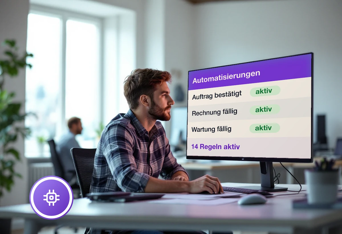 Bildschirm mit aktiven Automatisierungsregeln in Odoo: Auslöser und Status, 14 Regeln aktiv