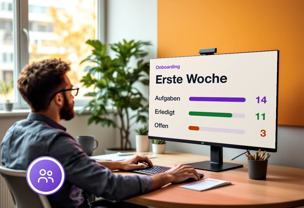 Bildschirm mit dem Onboarding-Plan der ersten 90 Tage