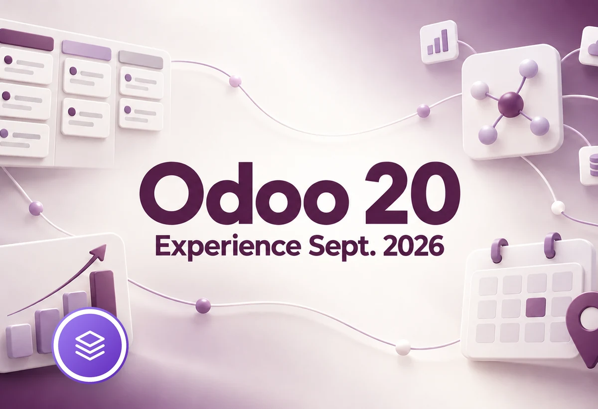 Odoo 20 Experience September 2026: Kanban-Board, Kennzahlen, Vernetzung, Kalender und Standort als Sinnbild für die neue Version