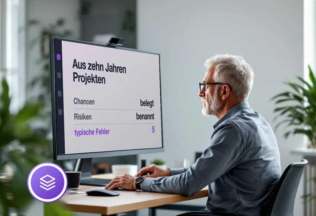 Bildschirm mit der Bilanz aus zehn Jahren Odoo-Projekten: Chancen, Risiken und fünf typische Fehler