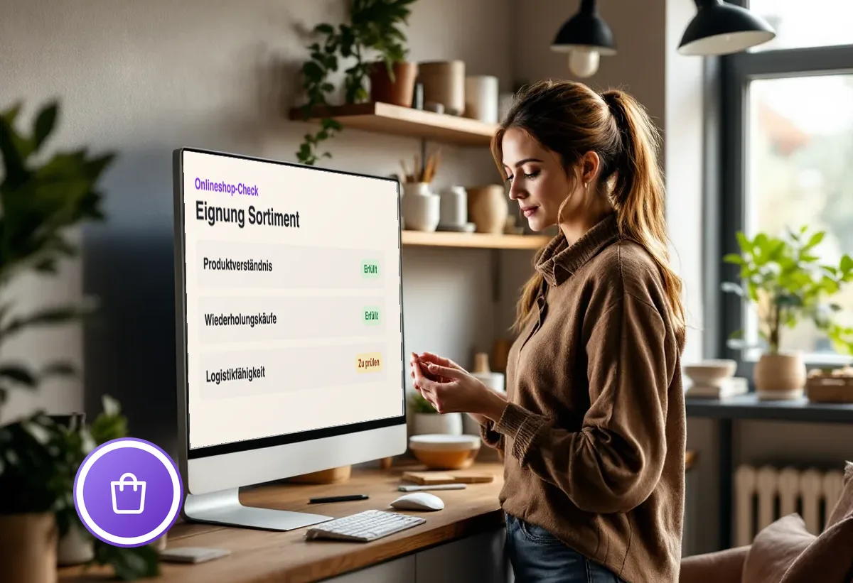 Bildschirm mit Kennzahlen zur Einschätzung eines Onlineshop-Projekts