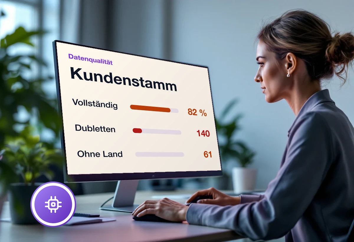 Bildschirm mit einer Datenprüfung: Dubletten, fehlende Felder und veraltete Einträge