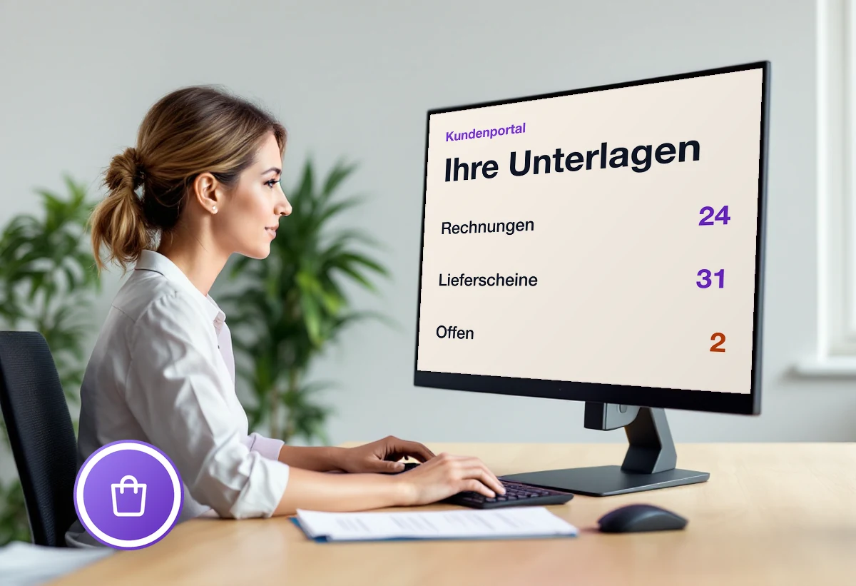 Bildschirm mit der Portalansicht eines Kunden und den häufigsten Selbstbedienungsfällen