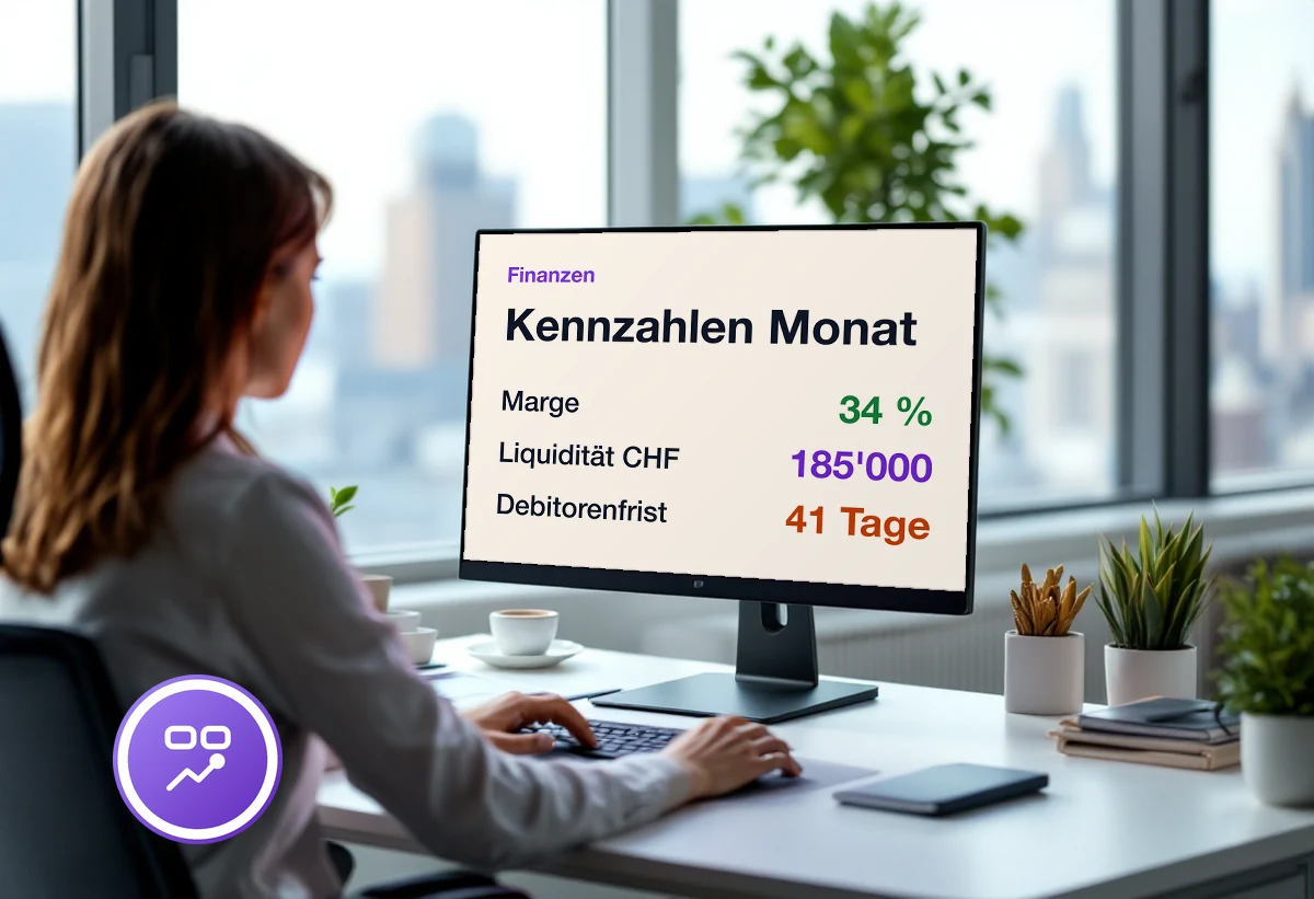 Bildschirm mit den zentralen Finanzkennzahlen eines KMU