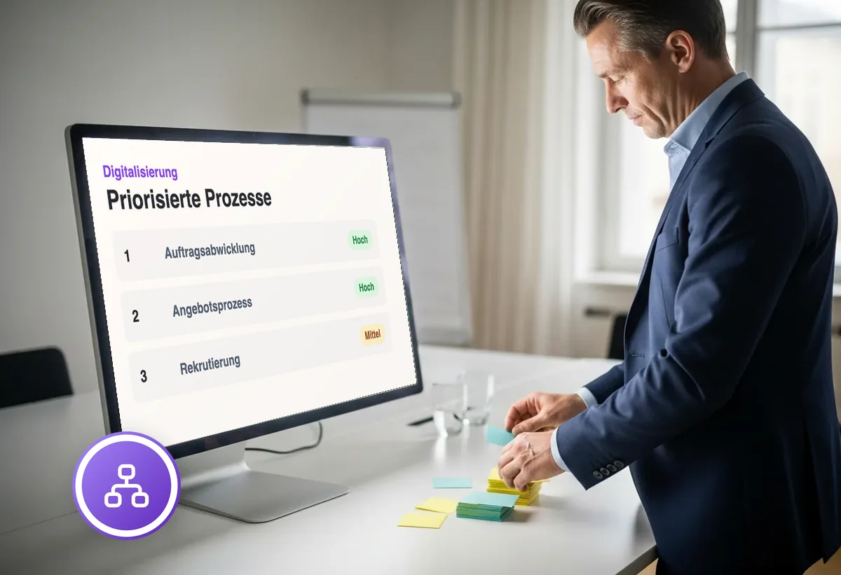 Bildschirm mit priorisierter Liste von Digitalisierungsprojekten